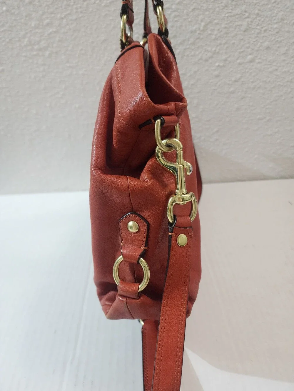 COACH Ashley Vermillion Orange Leather Satchel Shoulder Crossbody Bag Vintage